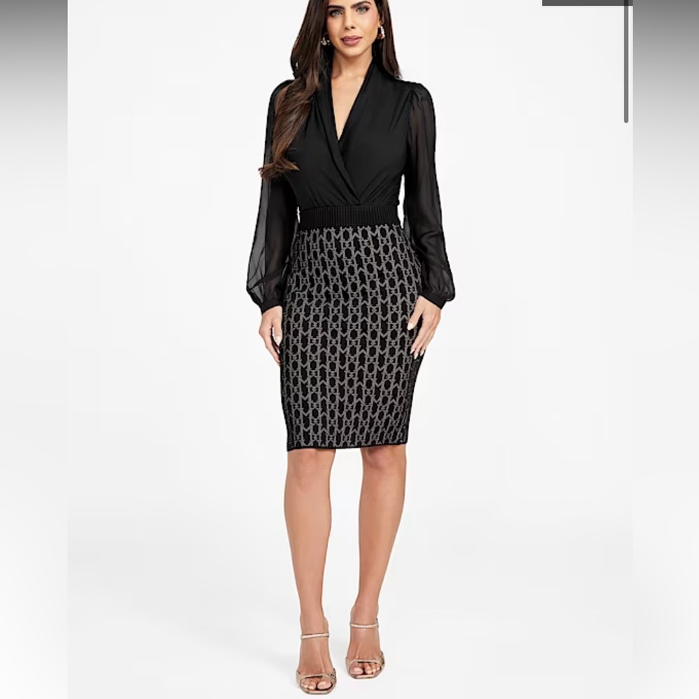 Marciano Black Monogram Sweater Skirt  - Size L